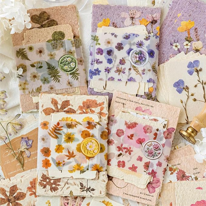 120 Sheets Vintage Floral Scrapbook Papers Journaling Scrapbooking Supplies Kit Textured Paper Junk Journal Supplies for Planner, Bullet Journal Collage Card Embellishment Retro Crafts