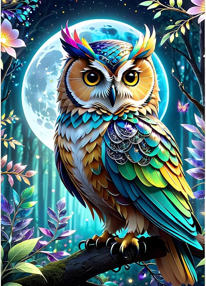 Ycydilirab Owl Diamond Art Kits for Adults- 5D Diamond Painting for Adults Owls, DIY Gem Painting Perfect for Gifts and Home Wall Decor 12x16inch