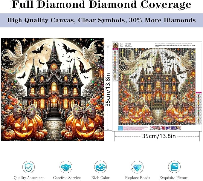 HHMATITS Halloween Diamond Art Kits for Adults 14X14IN