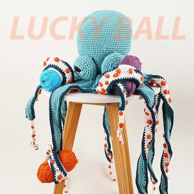 LUCKY BALL Yarn for Crocheting, 100g / 109 yd 70% Cotton 30% Nylon #5 Bulky Tube Yarn, Soft Crochet & Knitting Yarn for Bags, Hats, Socks, Sweaters, Blankets(Black)