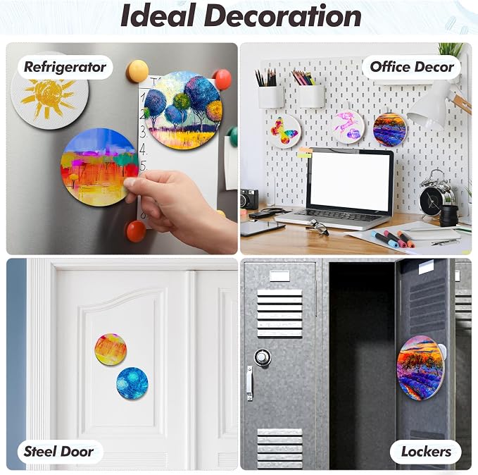 Engrowtic 50 Pcs Magnetic Painting Canvas Panels, 5 in, Round