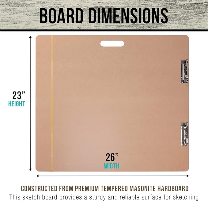 U.S. Art Supply 23" x 26" Artist Sketch Tote Board - Lightweight Hardboard