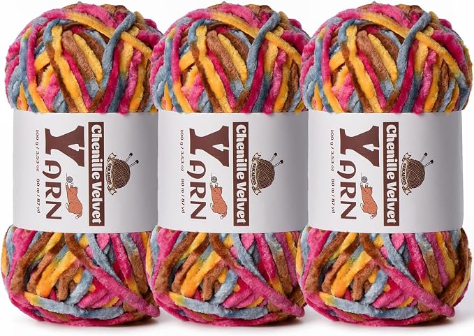 Chenille Crochet Sunrise Yarn 3 Pack