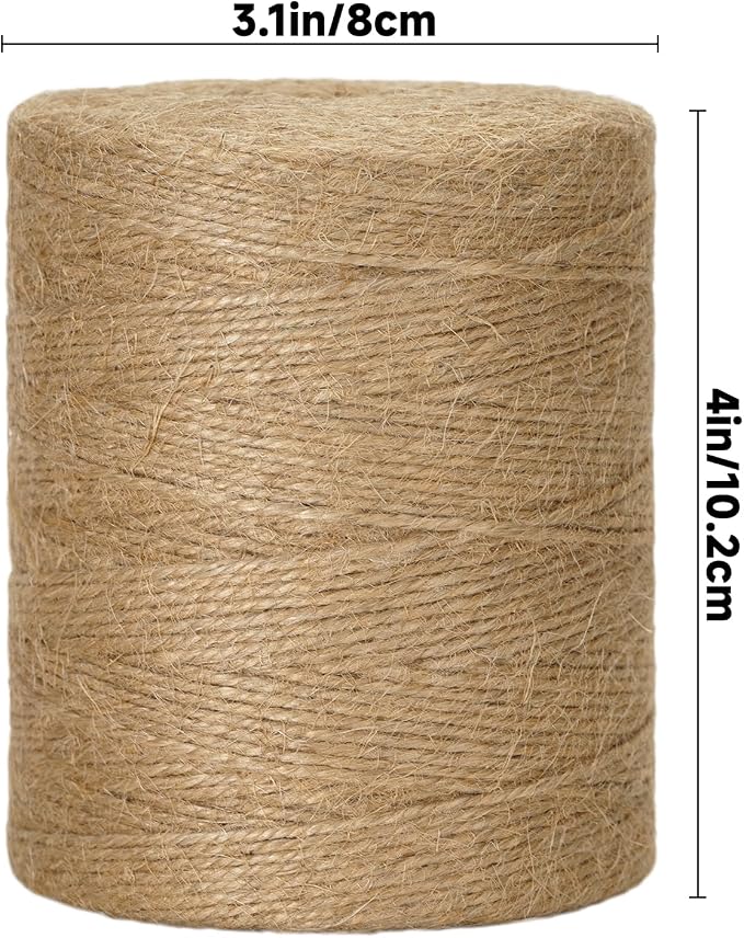 KINGLAKE Natural Jute Twine String - 984 Feet 2mm Twine String for Crafts