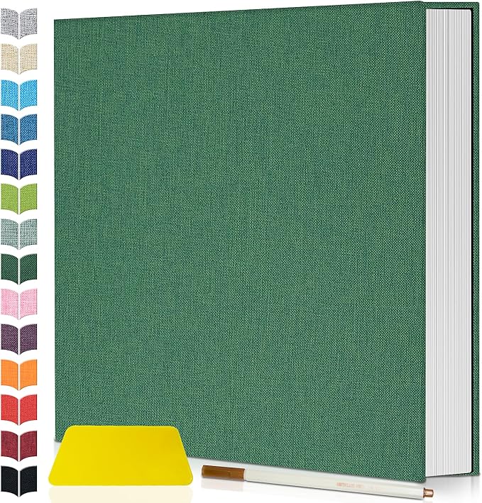 Artfeel Photo Album Self Adhesive Scrapbook,60 Pages Large Photo Book for 4x6,5x7,8x10 Pictures,DIY Album for Baby Wedding Family Travel Birthday,with Metallic Pen and Scraper