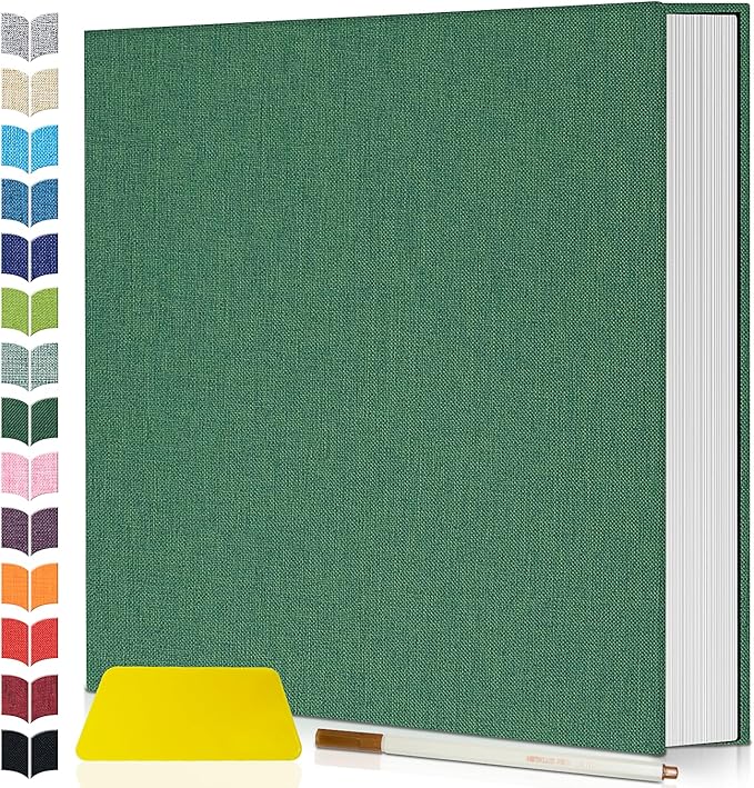 Artfeel Photo Album Self Adhesive Scrapbook,60 Pages Large Photo Book for 4x6,5x7,8x10 Pictures,DIY Album for Baby Wedding Family Travel Birthday,with Metallic Pen and Scraper