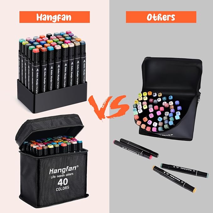 Art Markers, for Adult Coloring Books No Bleeding,40 Colors Dual Tip Alcohol Markers Brush Tip,Give 1 White Highlighter,1 Tracing Pen,Anime Coloring Sketch Illustrations (Black Pen Container)