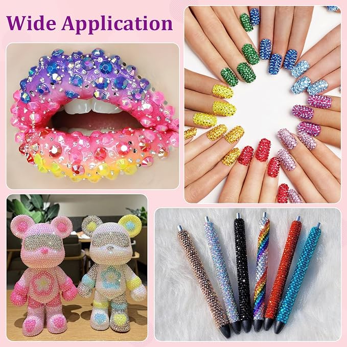 25000Pcs Resin Rhinestones for Crafting, Red AB 2-6mm Mixed Sizes Non Hotfix Flatback Gems with 1Pcs Glue, Bedazzling Crystal for DIY Craft Clothing Mugs Tumblers Shoes Fabric Decor Nail Art