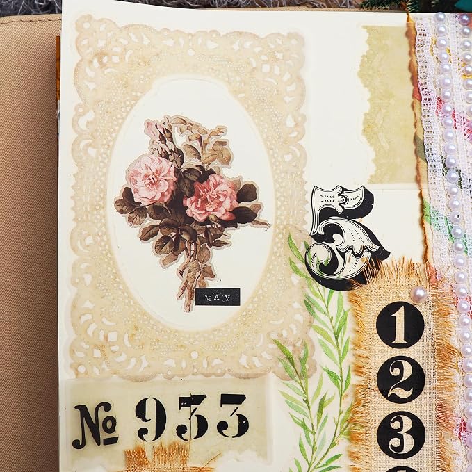 CATaireen Vintage Junk Journal Ephemera Scrapbooking Supplies Translucent Vellum Paper Stickers Card Making Decal Art Aesthetic for Adults (Ephemera Lace -1)