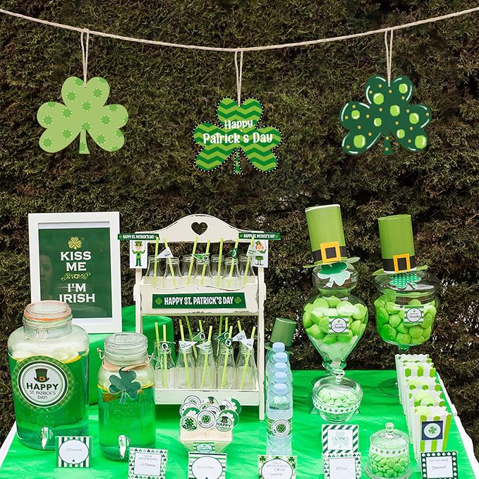 Large Size 7" Wooden Shamrock St. Patrick's Day Ornaments to Paint,Shamrocks Wooden DIY Blank Unfinished Round Wood Discs Ornament for Crafts Hanging Decorations(10PCS)