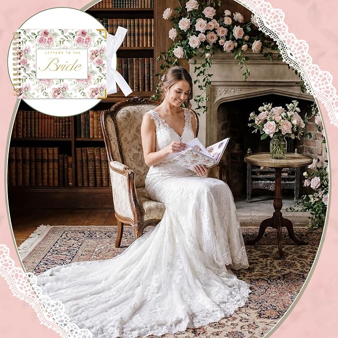 Letters to Bride Scrapbook,8.5 X 7 Inch,Rose Style,Pink