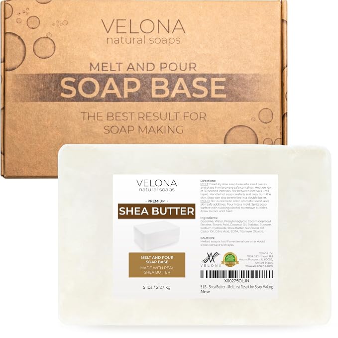 velona 5 lb - Shea Butter Soap Base, Melt & Pour, SLS/SLES Free