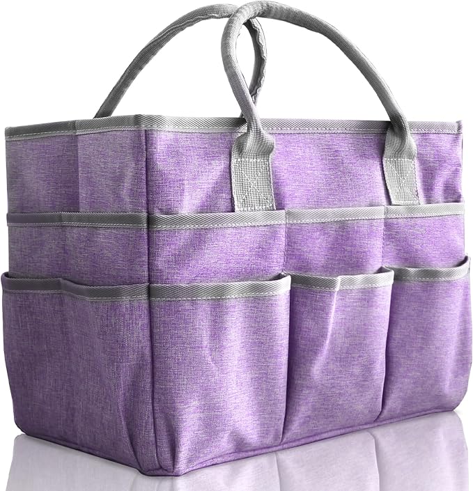Cupohus Craft Organizer Tote Bag, Purple Sewing Bag for Art
