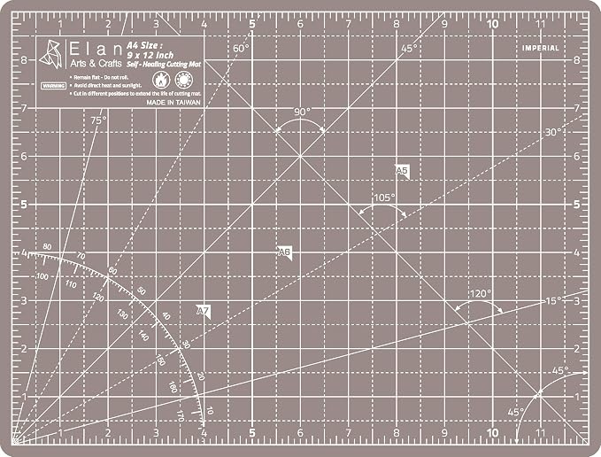 Elan Cutting Mat A4 Black & Taupe, Self Healing Cutting Mat 9x12 Inch, 5-Ply Craft Board Black, Hobby Board for Crafts 9x12 Inch