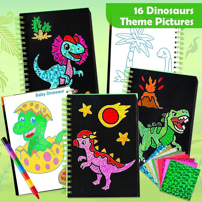 FUNNYB&G Foil Art Craft Kit for Kids, Sparkly Birthday Gift Toy for Kids | No Mess, Kids Ages 4-10 Create Sparkling Artwork, A Creative Gift for Birthdays, Holidays, Travel Activities,Screen-Free Fun