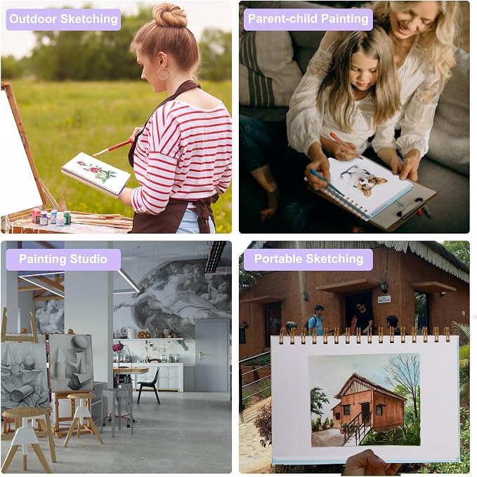 Yoment 9"x12" Hardcover Sketchbook for Drawing，120 Sheets，100GSM | Purple,Spiral Bound Sketch Pad Premium Art Sketchbook Artistic Drawing Paper Pad for Kids Adults Beginners Artists