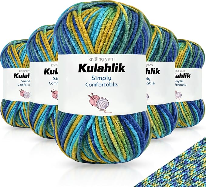 250g(5x50g) Acrylic Yarn for Crochet/Knitting, Colorful Gradient Yarn Thread, 5 Rolls Skeins, Perfect for Any Knitting Crochet and Crafts Mini Project