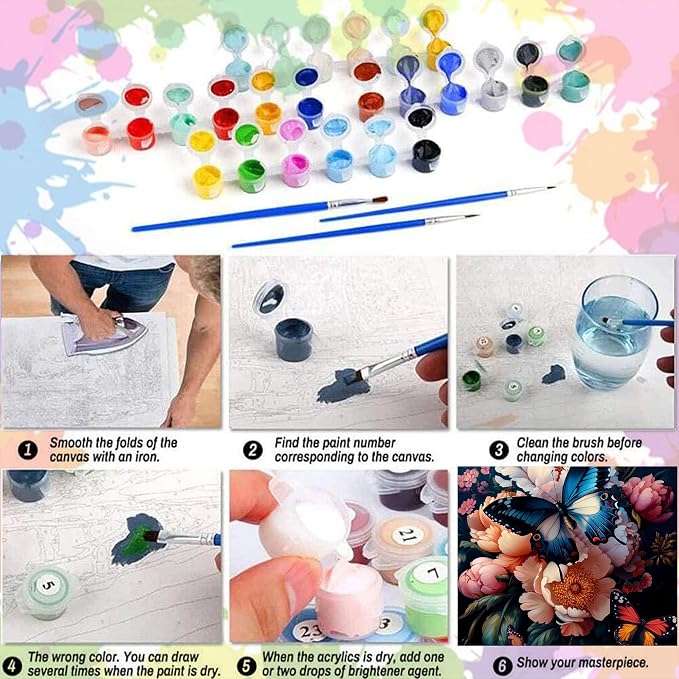 Arttoplus Butterfly Paint by Numbers Kit for Adults Beginner 16x20 inch | Butterfly Adult Paint by Number Kits on Canvas, DIY Acrylic Oil Painting by Numbers for Gift Home Wall Decor (Without Frame)