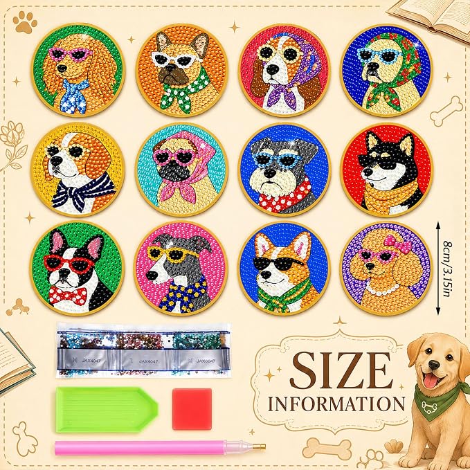 Zonon 12 Pcs Fourth of July Diamond Art Magnets Kits, Patriotic Fridge | USA Flag Dog Truck Star Fireworks Designs, Easy DIY Diamond Stickers for Adults, Refrigerator Home Decor
