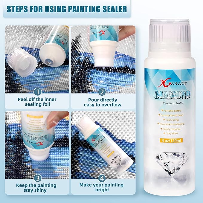 Xgunion Diamond Painting Sealer 2 Pack 240ML 5D Diamond Art Glue (4OZ Each)