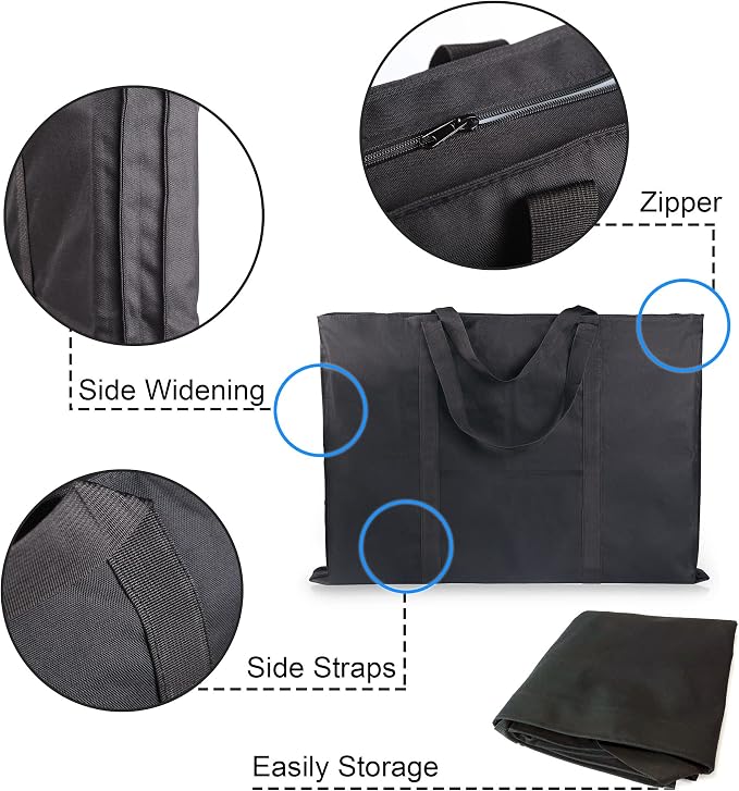 JJRING Dacron Art Portfolio Tote Bag 24'' x 32'' For 23'' x 31'' Black