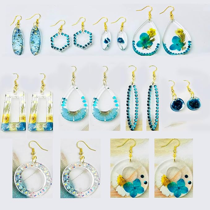 Earring Molds for Epoxy Resin,Resin Jewelry Molds | 10 Resin Molds Silicone for Epoxy & UV Resin, Pendants, Keychains,Necklaces,DIY Jewelry Casting