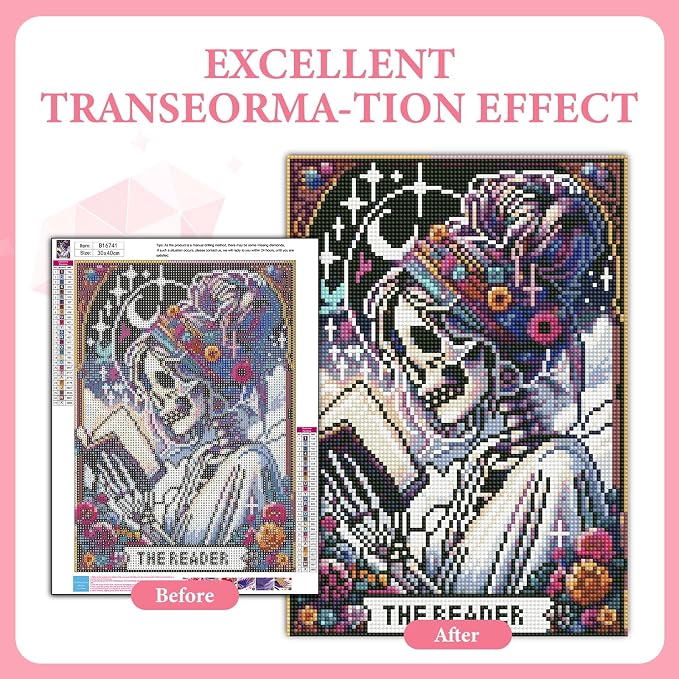 GEEHEIY Diamond Art Kits for Adults, 5D Skull Reader Diamond Painting Kit