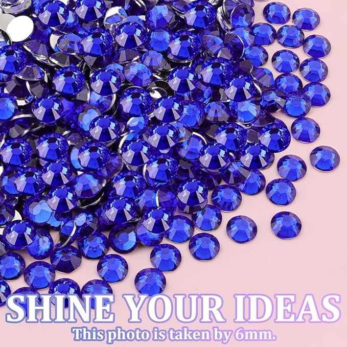 25000Pcs Resin Rhinestones for Crafting, Royal Blue 2-6mm Mixed Sizes Non Hotfix Flatback Gems with 1Pcs Glue, Bedazzling Crystal for DIY Craft Clothing Mugs Tumblers Shoes Fabric Decor Nail Art