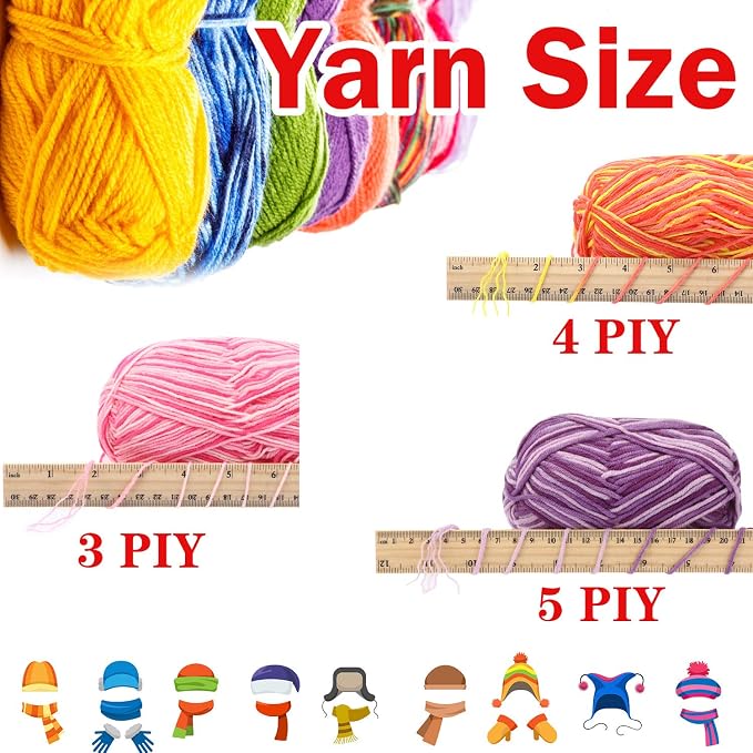 6 Pieces 50 g Crochet Yarn Multicolor Acrylic, 3-ply, Macaron Color | 50 G per Skein, Multicolored Acrylic for Knitting and Crocheting, Soft Texture for Hand Weaving, DIY Craft Projects