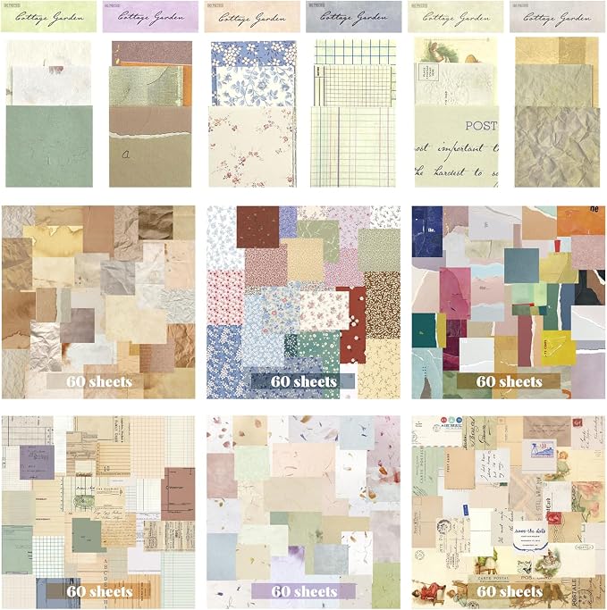 360Pcs Vintage Scrapbook Paper Kit, Collage Paper and Junk Journal Supplies