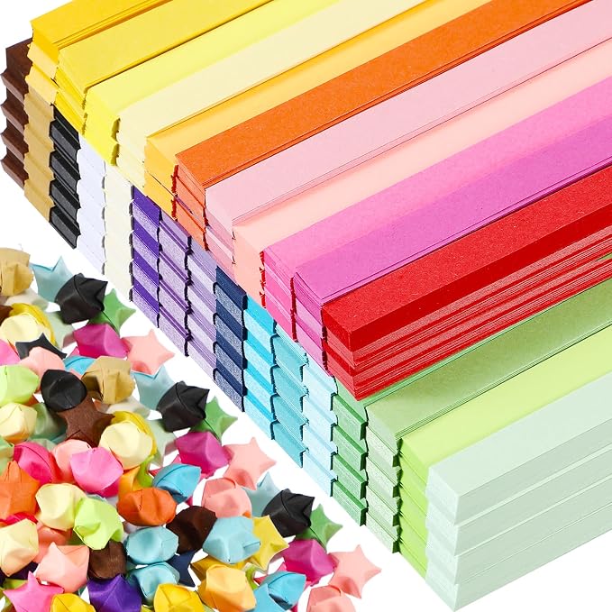 Colarr 2700 Sheets Star Origami Paper Strip 27 Color Folding DIY