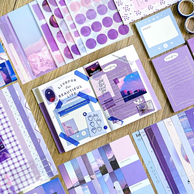 Scrapbooking Supplies Kit, A6 Grid Notebook, Vintage Junk Journaling Kit
