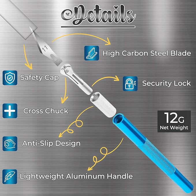 DIYSELF Exacto Knife Set, 2 Pack Craft Hobby Knife with 40 Spare Blades | Precision Exacto Knife for Crafting, Exacto Pen Knife for Crafts, Arts, Modeling, Scrapbooking (#11#16#17)