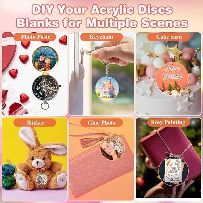 40PCS Acrylic Keychain Blanks, Clear Acrylic Ornaments Blanks with Hole