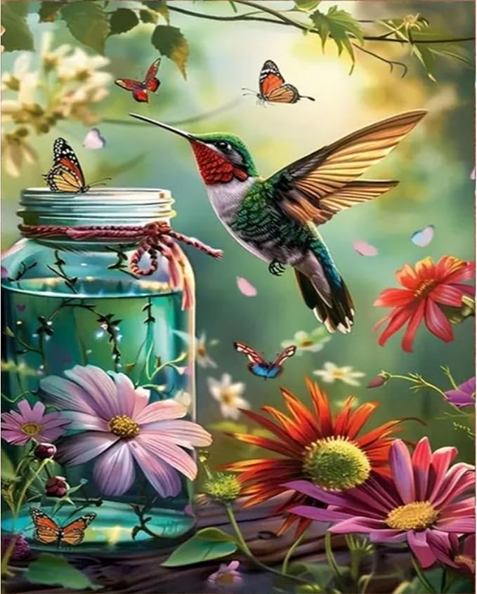 Arttoplus Hummingbird Paint by Numbers Kit for Adults Beginner 16x20 inch | Hummingbird Adult Paint by Number Kits on Canvas, DIY Oil Painting by Numbers for Gift Home Wall Decor (Without Frame)