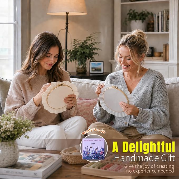 ETSPIL Embroidery Kit for Adults, 42 Stitches, 4K Video, Storage Bag | Stamped Floral Letters FIND YOUR JOY. Step-by-Step Guide. 20% Extra Floss. Beginner-Friendly. Relaxing Craft for Women