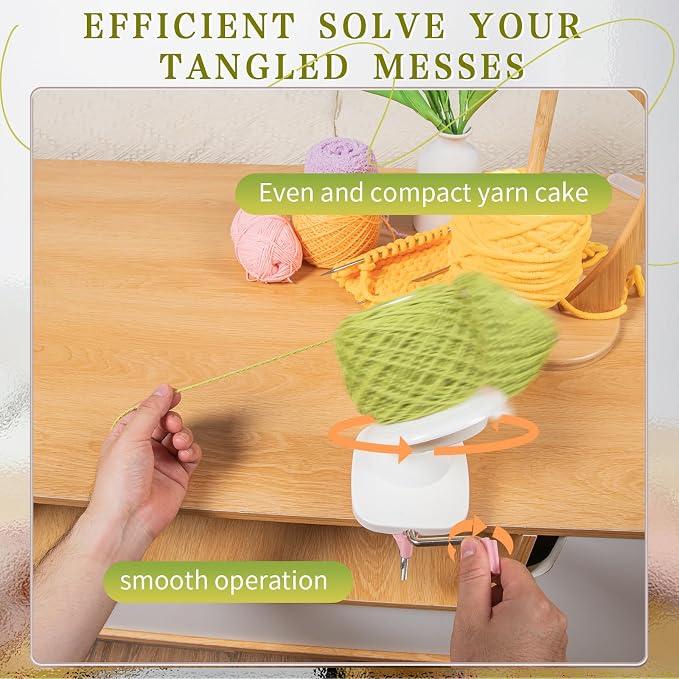 SPEENSUN 3.5 OZ Yarn Ball Winder, Low Noise Spinner for Crocheting, Pink | ABS Manual Ball Maker with Non-Slip Table Clamp, Easy Install Knitting Tool, Smooth Operationfor Yarns Below Size 5