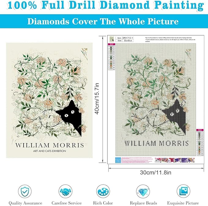 4 Pack Black Cat Diamond Art Kits for Adults Diamond Painting Kit Beginner