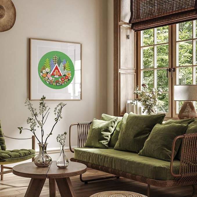 Louise Maelys Garden House Embroidery Kit for Beginners Forest DIY | Bring Nature Home with Cross Stitch Kits. Complete Needlepoint Kit for Adults to Enjoy Relaxing Crafts, Gifts and Decor
