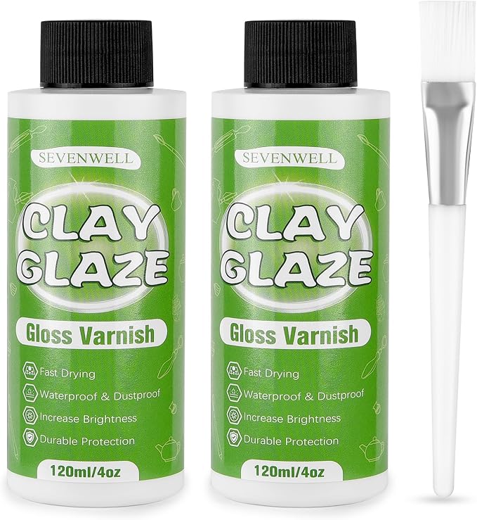 SEVENWELL Clay Glaze, High Gloss Sealer for Air Dry & Polymer Clay