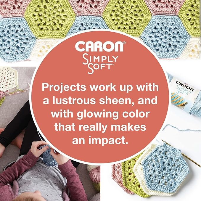 Caron Simply Soft Speckle Acrylic Yarn for Crocheting, White Sage, 3-Pack
