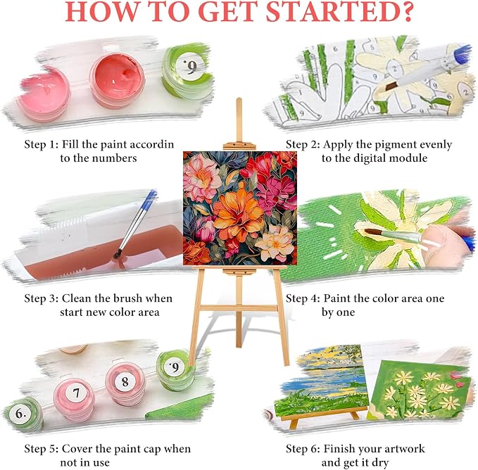 Camocin Paint by Numbers Kit for Adults Beginner, Flowers Bloom, 16x16 Inch