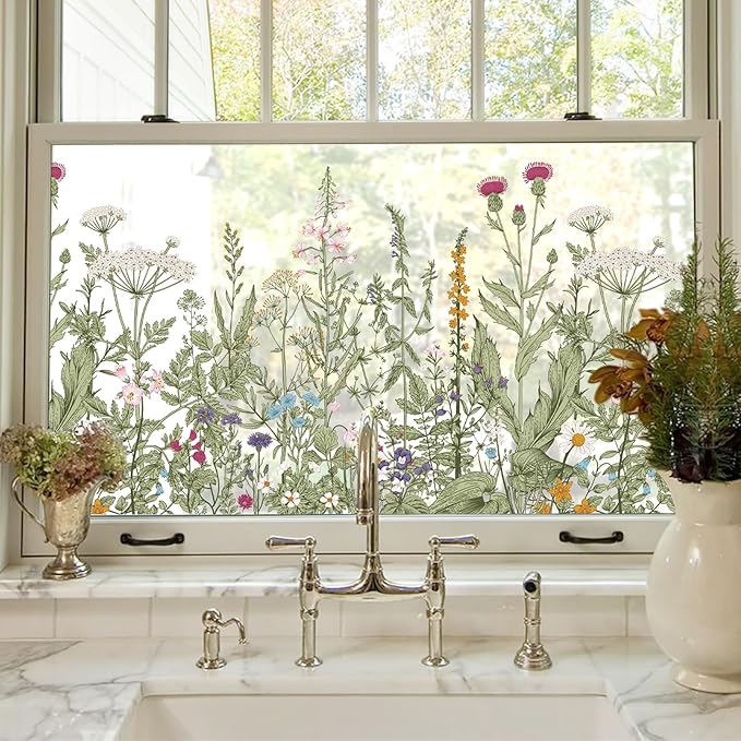 ADD.HERES Stained Glass Window Film, Window Film Decorative, 17.5 x 78.7 in
