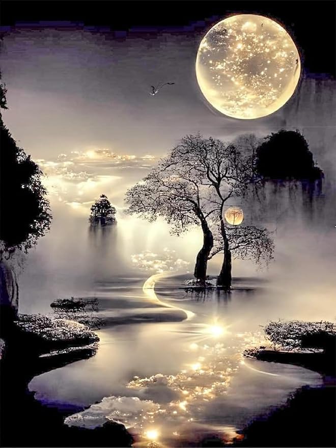 Diamond Art Kits for Adults, Moon Diamond Painting Kits 11.8x15.7 inch