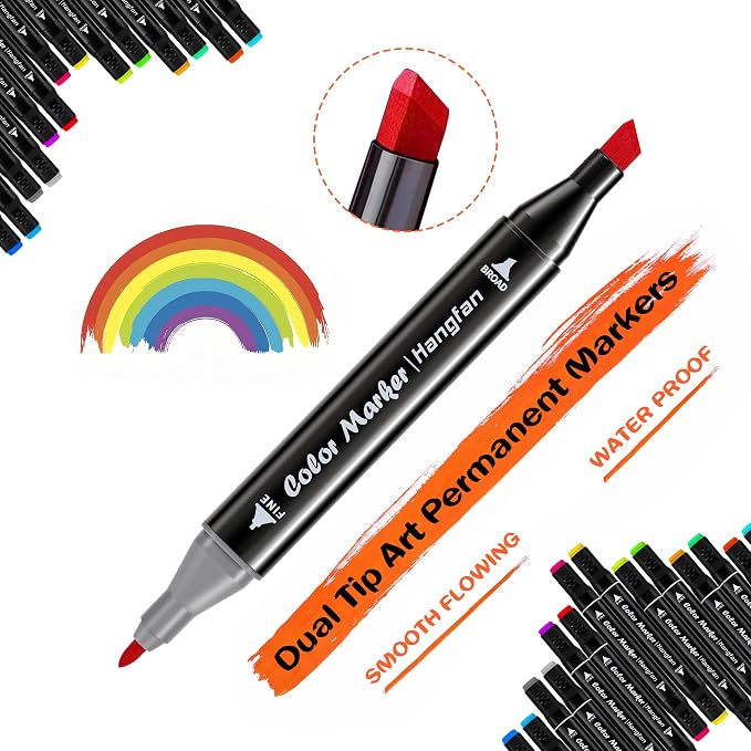 Alcohol,84 Colors Dual Tip Coloring Markers for Adults,Markers for Adults,Give 1 White Highlighter,1 Tracing Pen,Coloring Illustrations Sketch Drawing Painting Card Making(Black Pen Container)