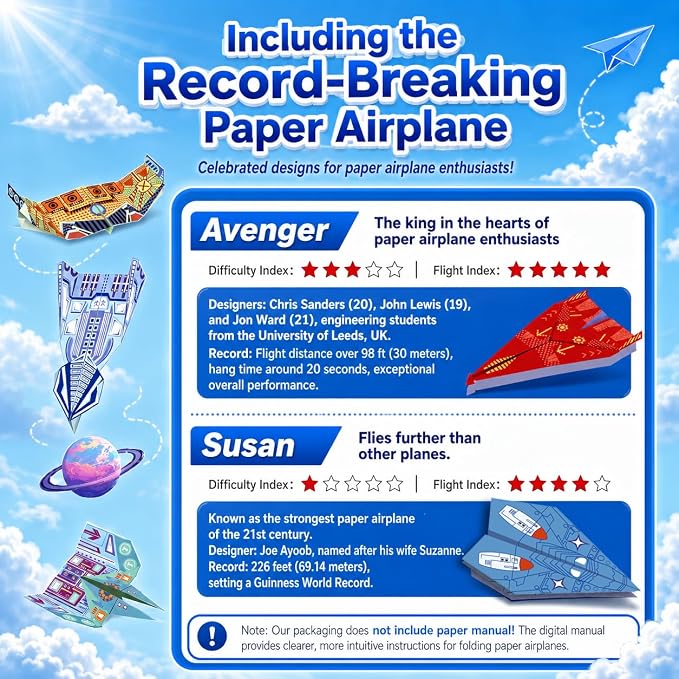 Xuoent Paper Airplane Kit for Kids, World Record Paper Planes