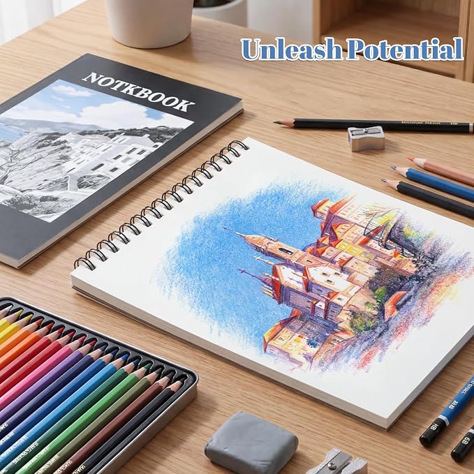 4 Pack Small Sketch Books 5.5 × 8.5 in, Spiral Bound, Black | 100gsm Acid-Free Paper, 30 Sheets Each, Dry Media Friendly, Hardcover Backing, Travel & Classroom Use