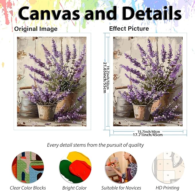 Paint by Numbers Kit for Adults Flower, Paint by Number for Adults 16x20 in | Paint by Numbers Kit for Adults, Acrylic Painting by Numbers, DIY Arts and Crafts for Gifts or Home Decor