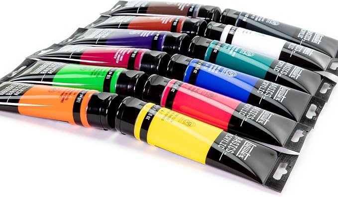 Liquitex BASICS Acrylic Paint Set, 12 x 118ml (4-oz) Tube Paint Set | Medium Viscosity, Satin Finish, Lightfast, Fine Art Pigments, Range of Opacities, Easy Blending