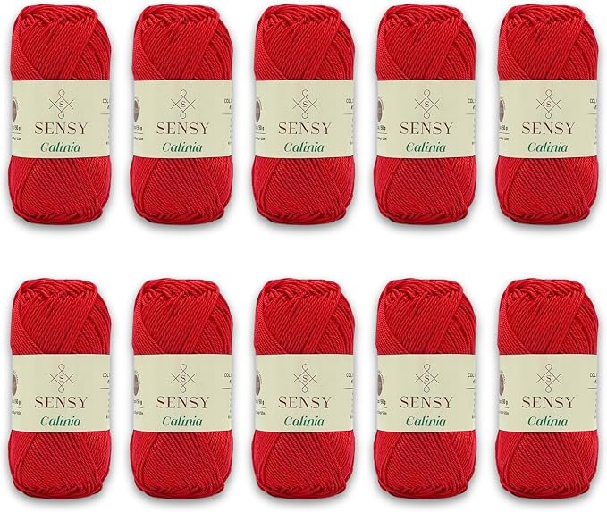 S Sensy Calinia-Mercerized Giza Cotton Amigurumi Yarn 10 Pack Red 131 Yards